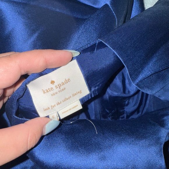 Kate Spade Elegant Blue Mini Satin Dress Cocktail Outfit size 6 - Picture 5 of 7